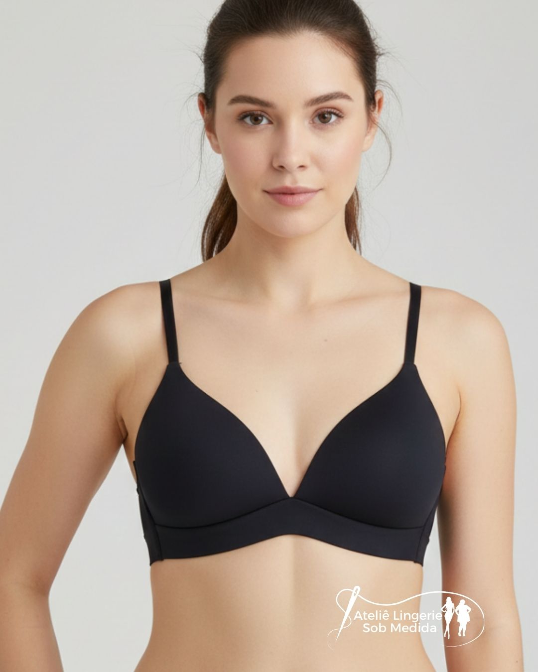 sutiã preto sem aro decote v